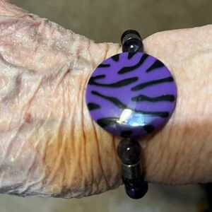 Purple and Black Stretch Zebra Print Bracelet